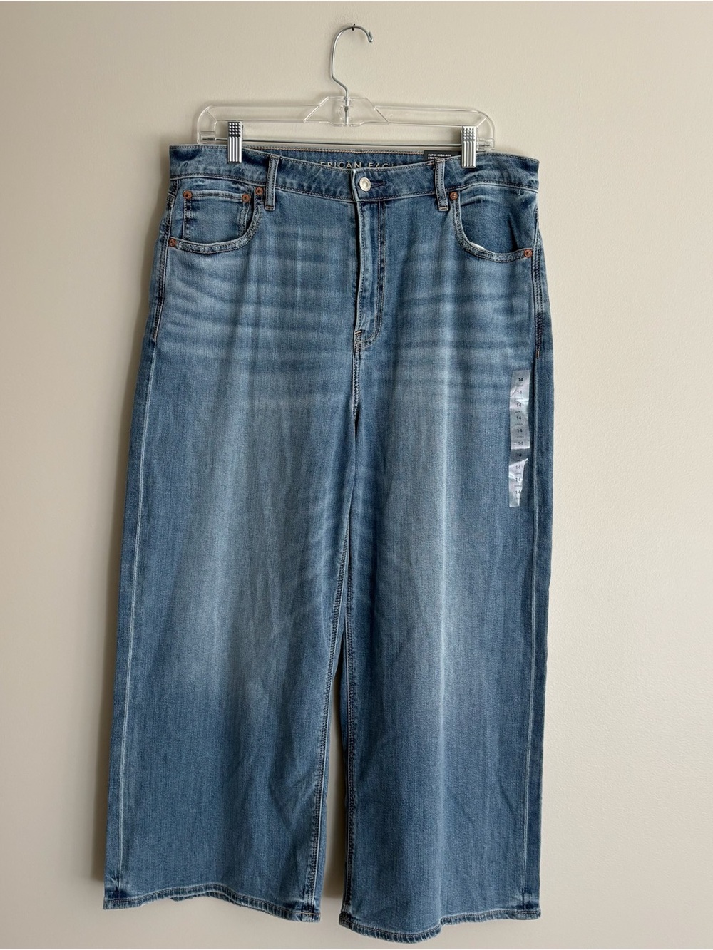 American Eagle Outfitters Light Blue Cropped Wide-Leg Jeans